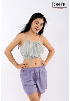 Bộ hai dây crop top xanh tím Free Size